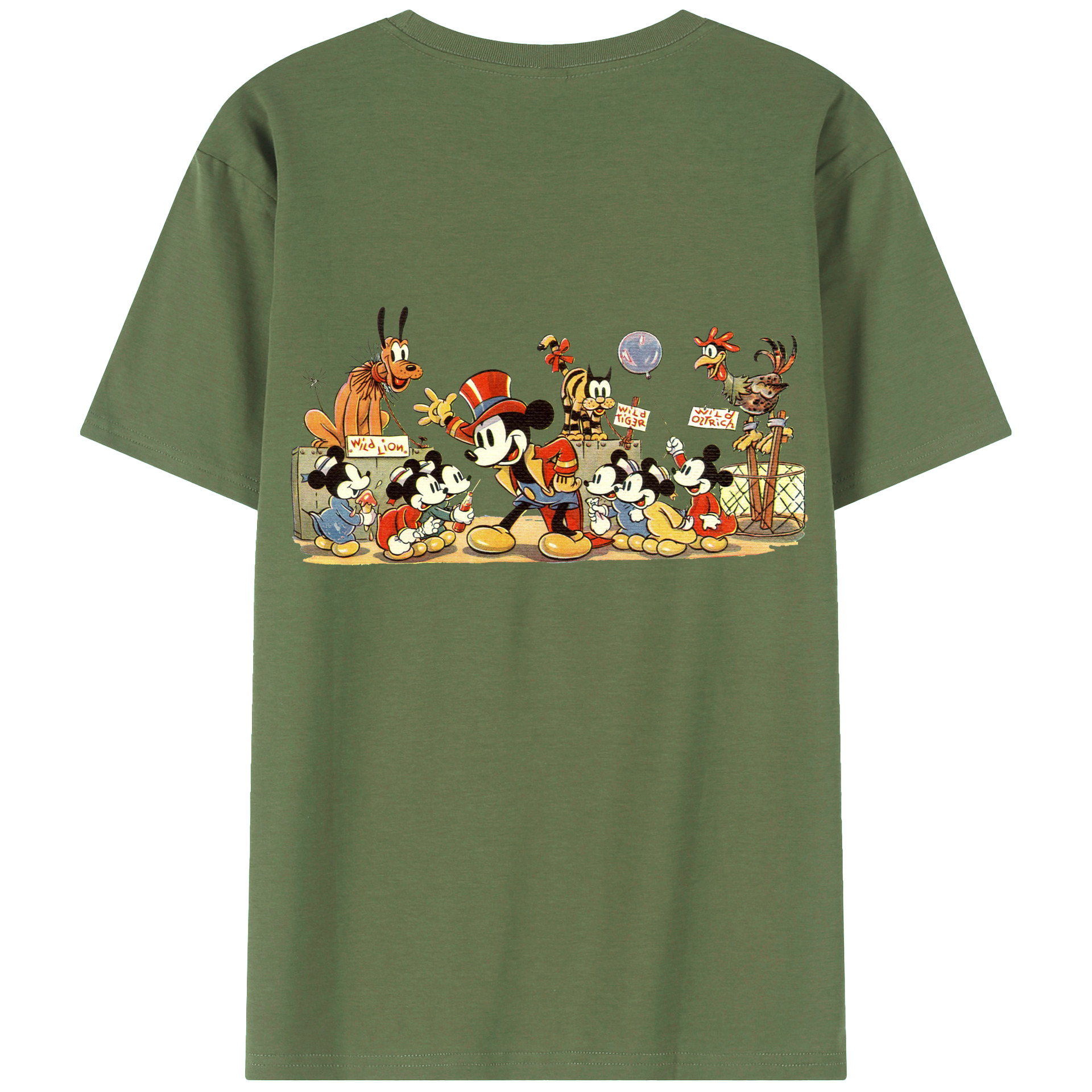 ミッキーマウス Mickey Mouse 綿100％ メンズ半袖Tシャツ（バックプリント） 通気性